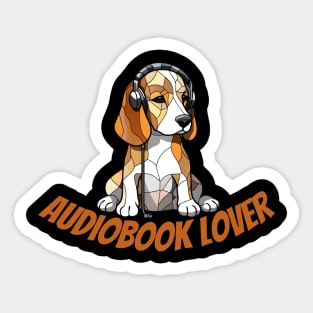 audiobook lover, beagle dog, funny gifts for dog lovers Sticker